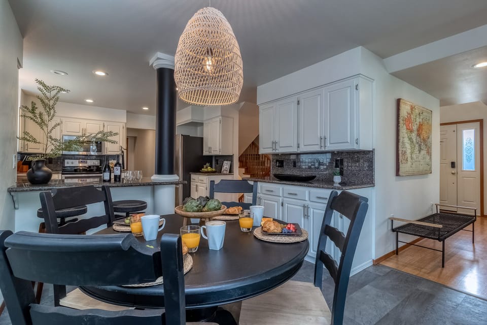 Breakfast nook with extra seating.