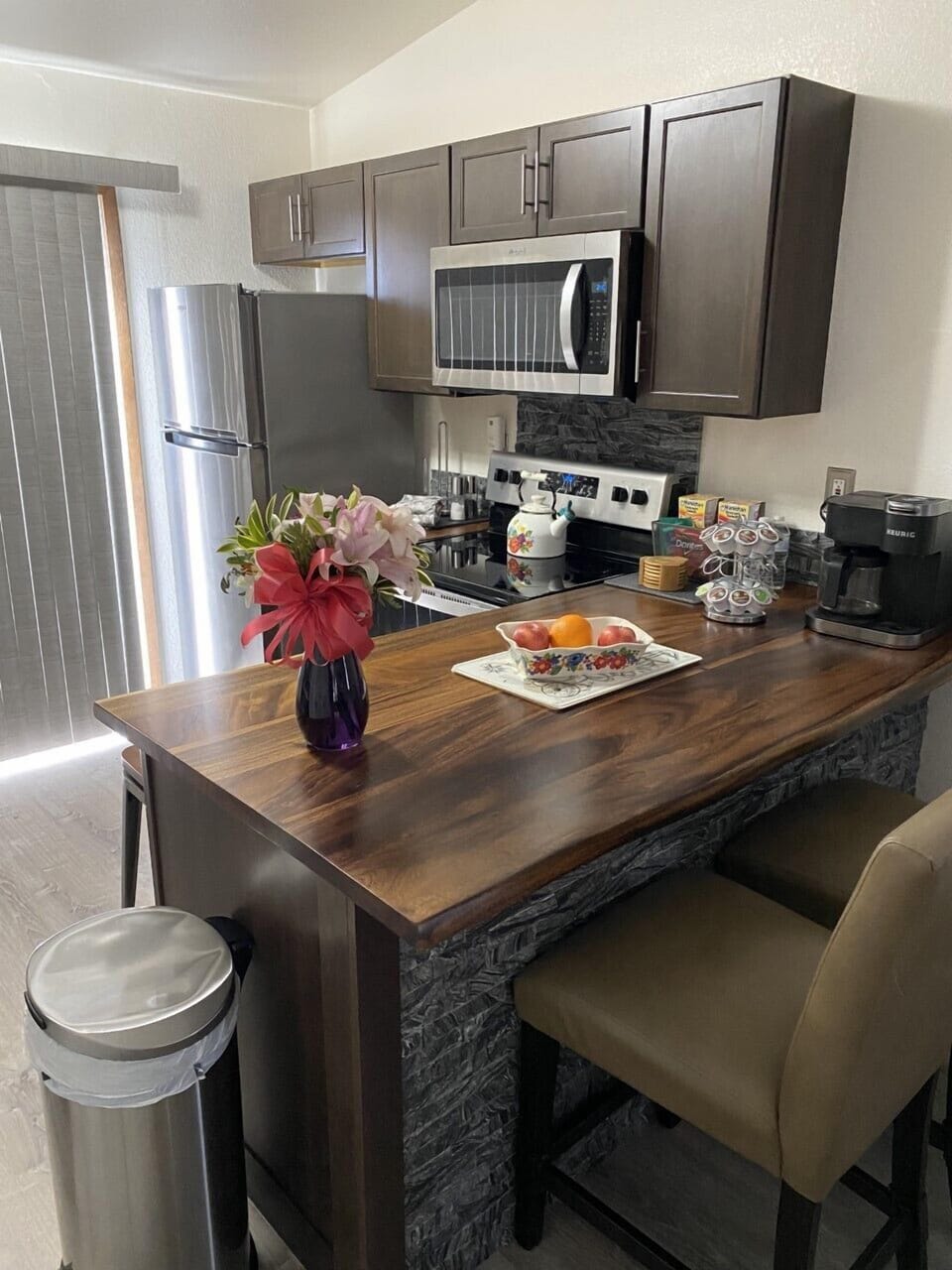 Kitchen island with hardwood top