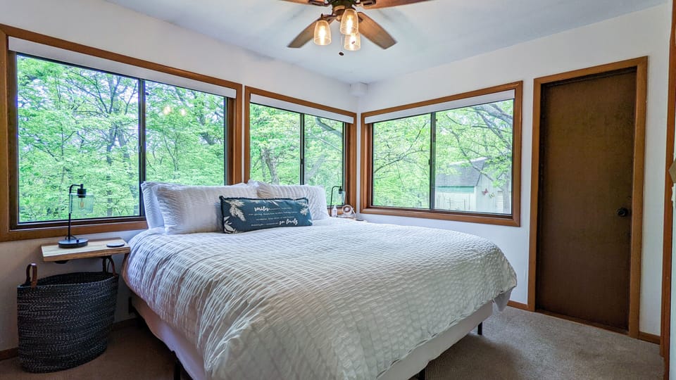 Main floor master bedroom- HELLLO windows! (and black out blinds)