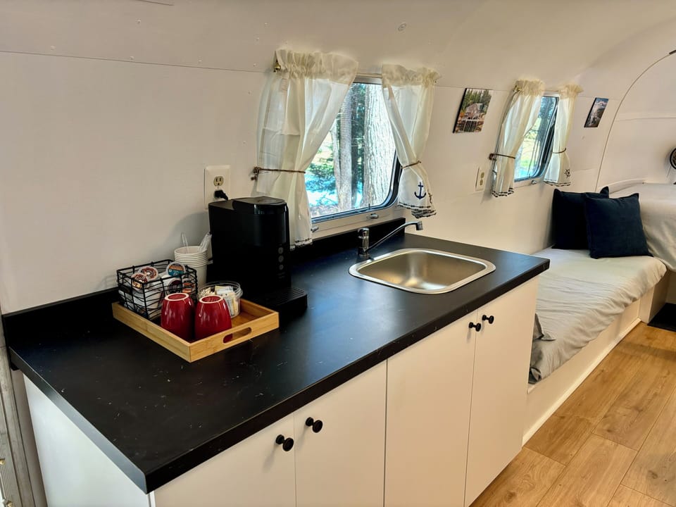 The Downeast Airstream's kitchenette