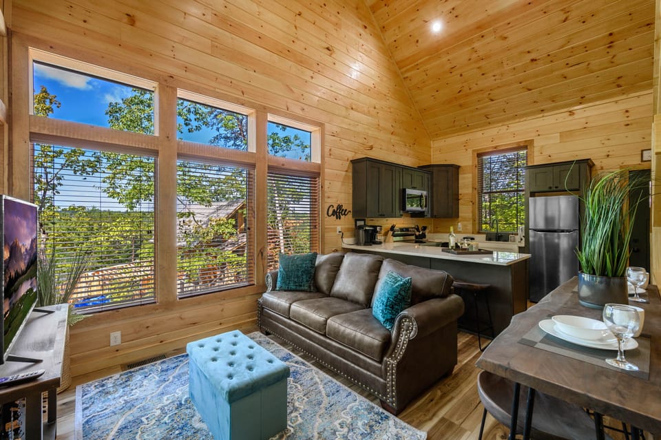 Living room with Kitchen view