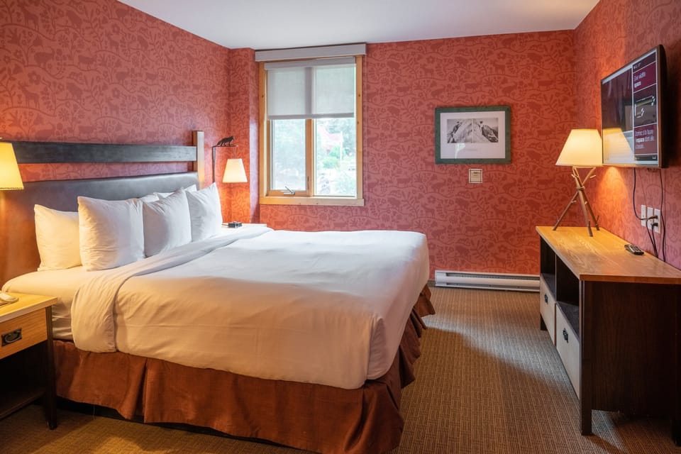 Drift to sleep in the lovely king-sized bed after a day in the mountains.