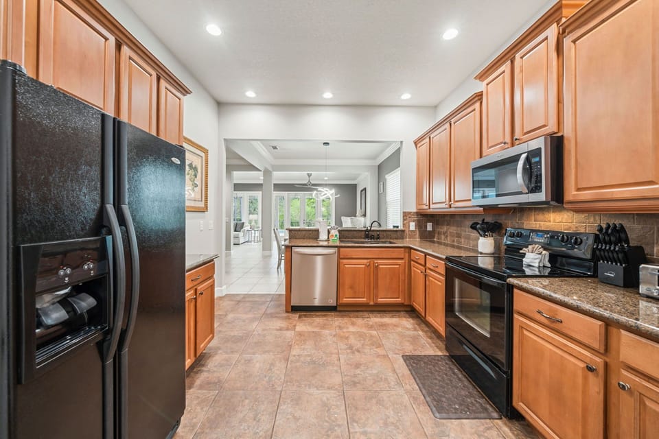 Multiple prep areas make group cooking easy and social.