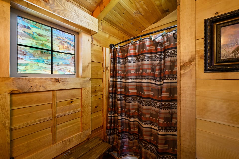 Large Wide Shower in Private Master Bathroom. (Curtain not in photo)