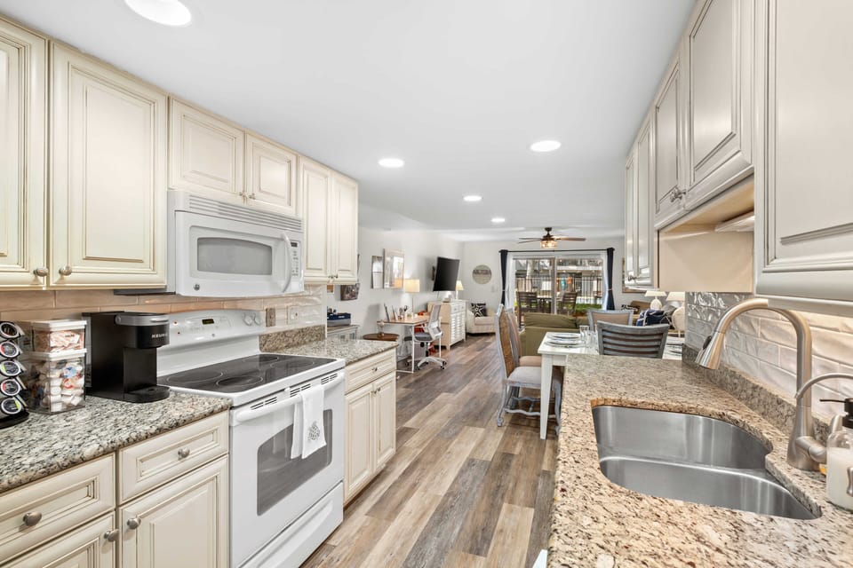 Kitchen flows directly into the dining area