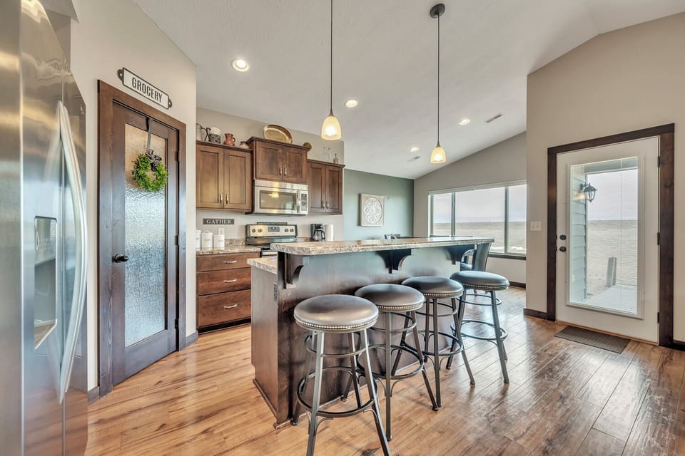 view into the kitchen area.