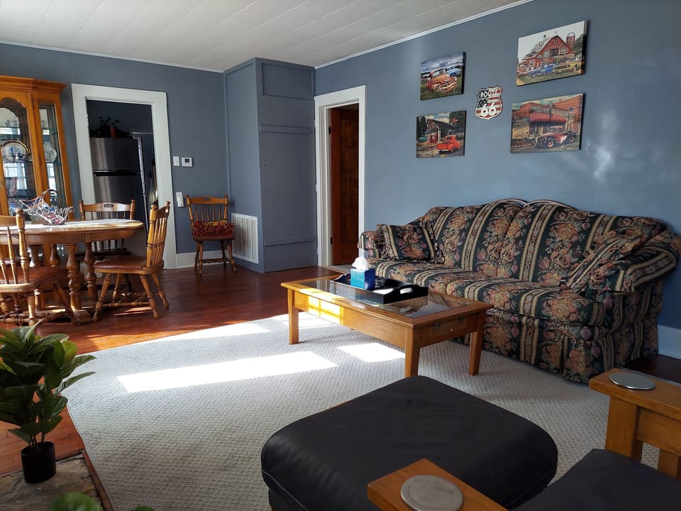Lots of light and cozy furniture in this 100-year-old home. 