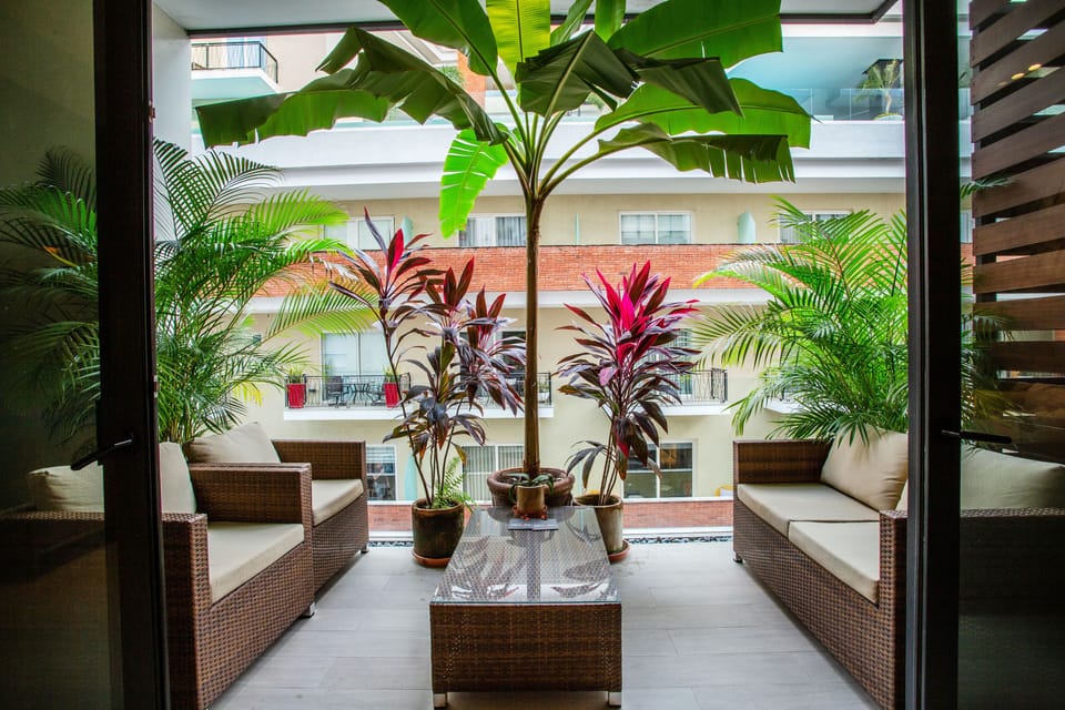 Private balcony with seating area