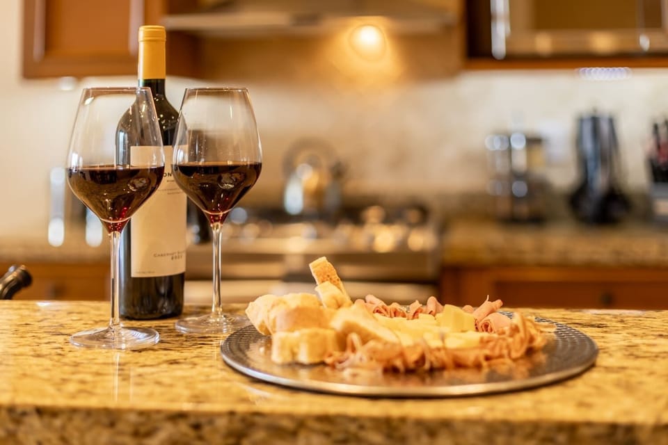 "Create culinary delights in the well-appointed kitchen."