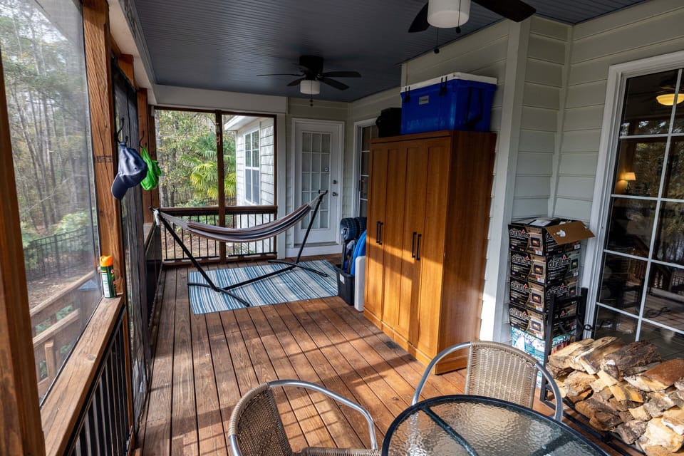 Screened Porch with Hammock.