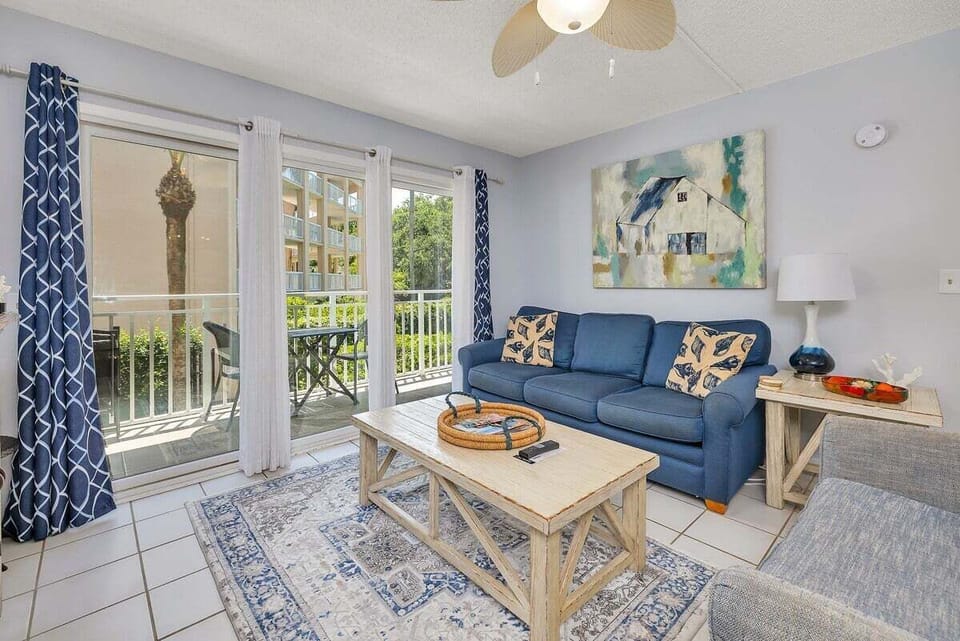 Beach Club 138 - Living Room Area with Private Balcony Access
