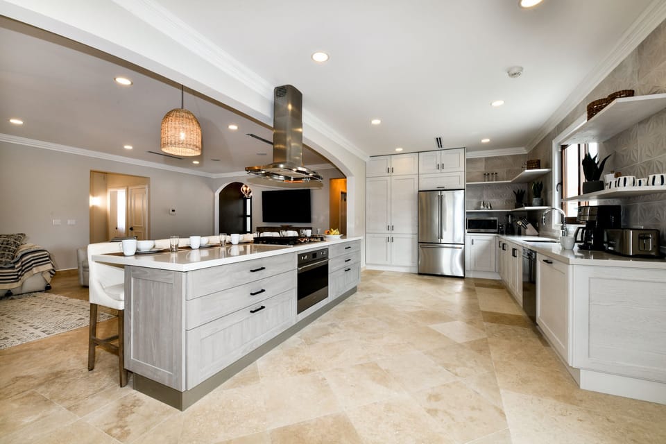 Modern Kitchen of the Villa in Noord Aruba  - With all the appliances needed to make a delicious home made meal - Functional breakfast bar for additional workspace - Thoughtful placement of kitchen essentials for easy access