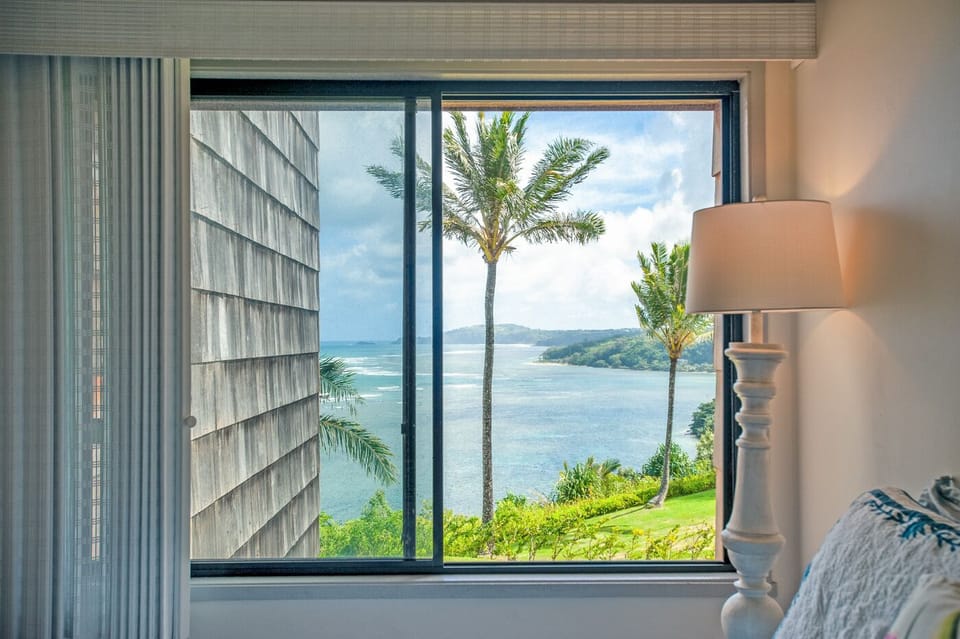 Princeville vacation rentals | Sealodge E6 master bedroom view - Princeville vacation rentals | Sealodge E6 master bedroom view
