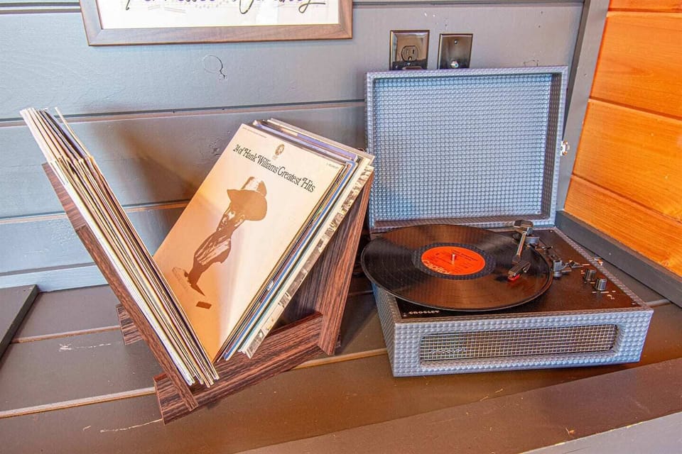 Record player and vinyl collection to listen to in loft!
