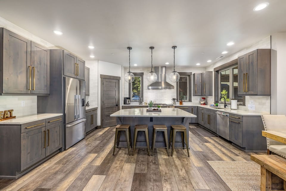 Kitchen – Island Bar Seating + Gas Range for Easy Hosting
