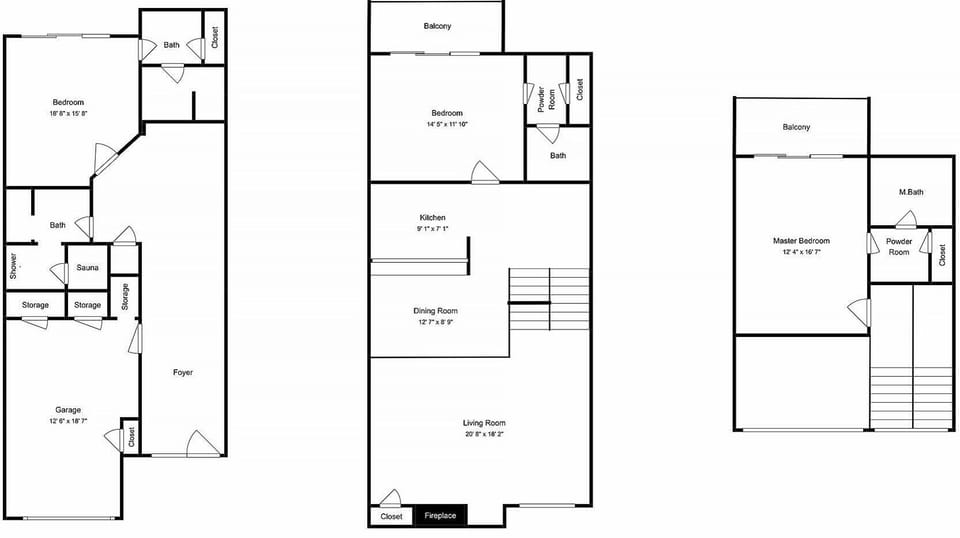 This detailed floor plan shows the spacious layout of your multi-level retreat, featuring bedrooms, bathrooms, kitchen, and living areas.
