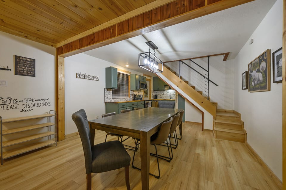 The dining area provides seating for 8