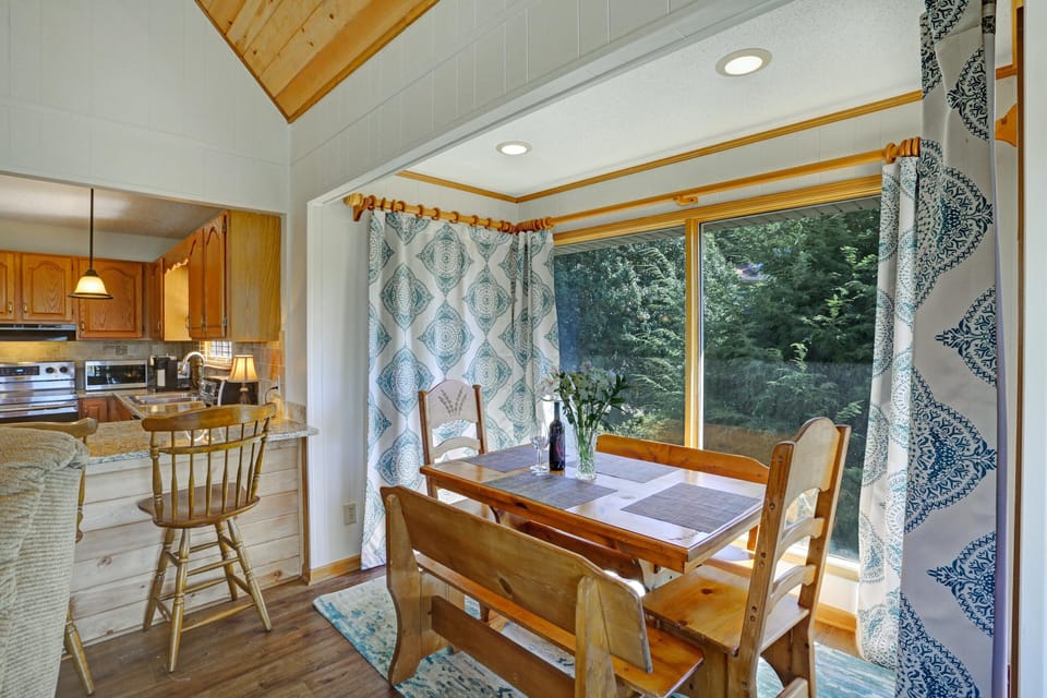 Eat inside or out. This table seats six.
