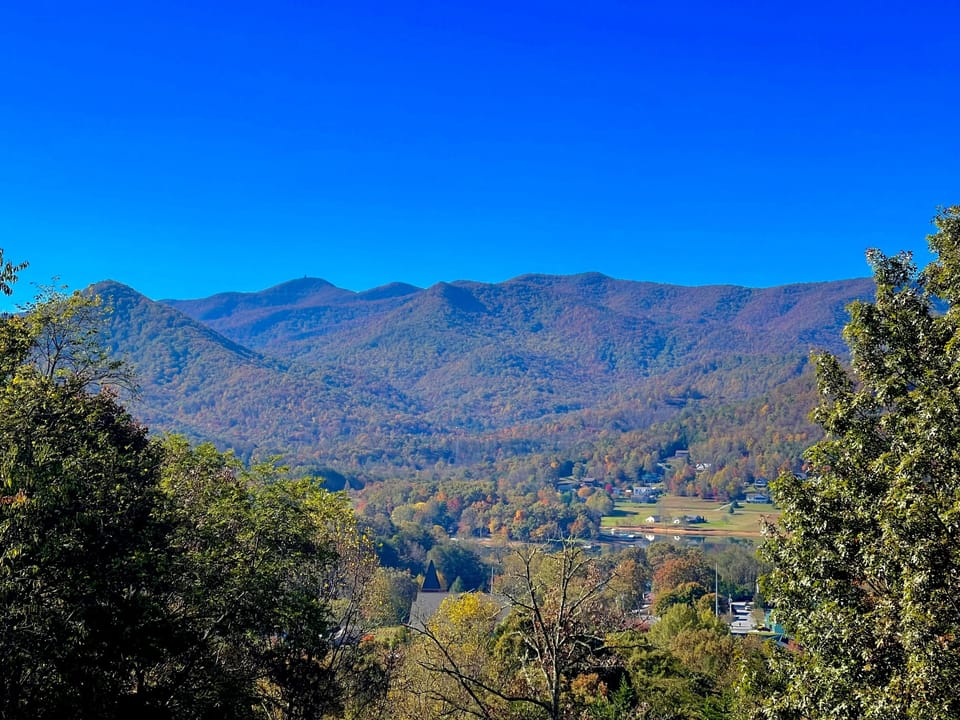 View of the tallest mountains in Georgia from the back deck. I
