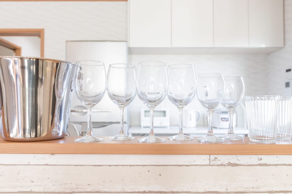 Full-size fridge, microwave, stovetop, electric kettle