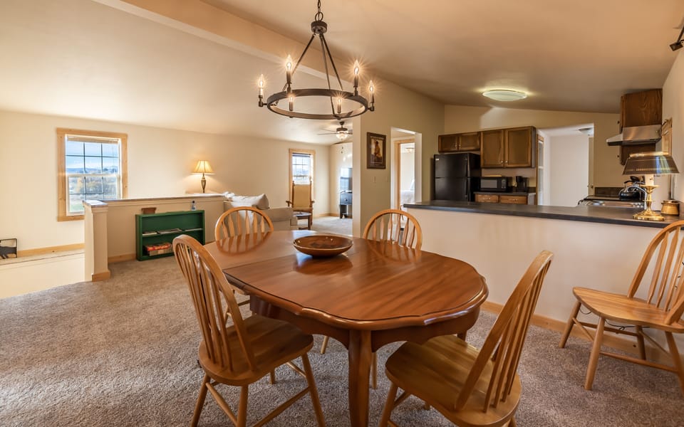 Dining table seats 8 for cozy meals