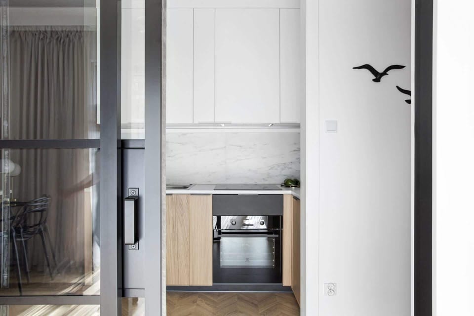 Design Apartment | Private kitchen | Full-size fridge, oven, stovetop, dishwasher