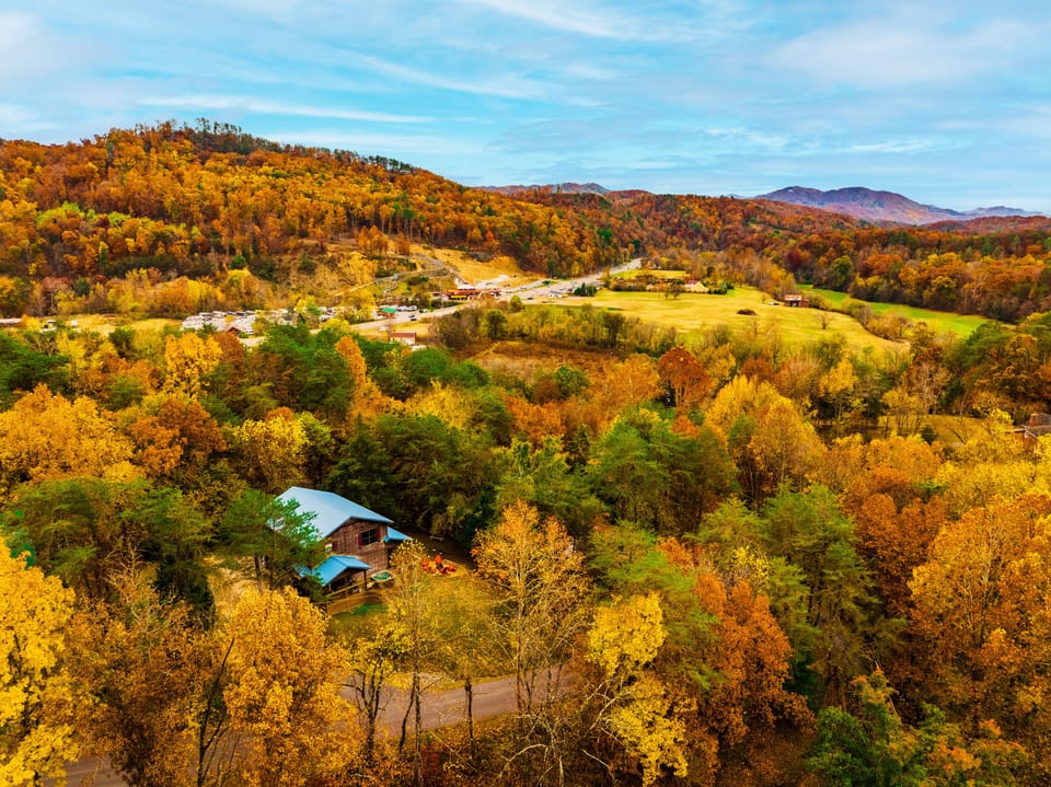 Find Bear Hub Cabin nestled in the woods yet less than 2.5 miles to The Parkway!