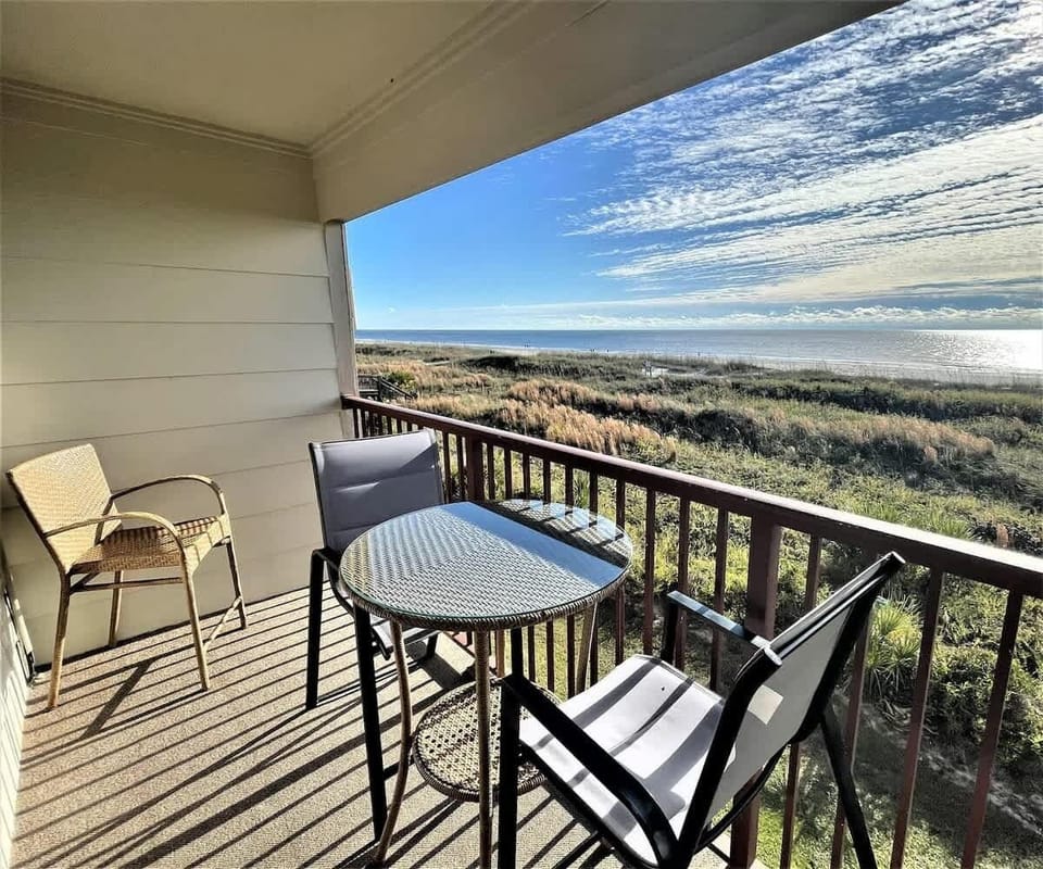 Step outside to your own private balcony featuring a bistro set for two.