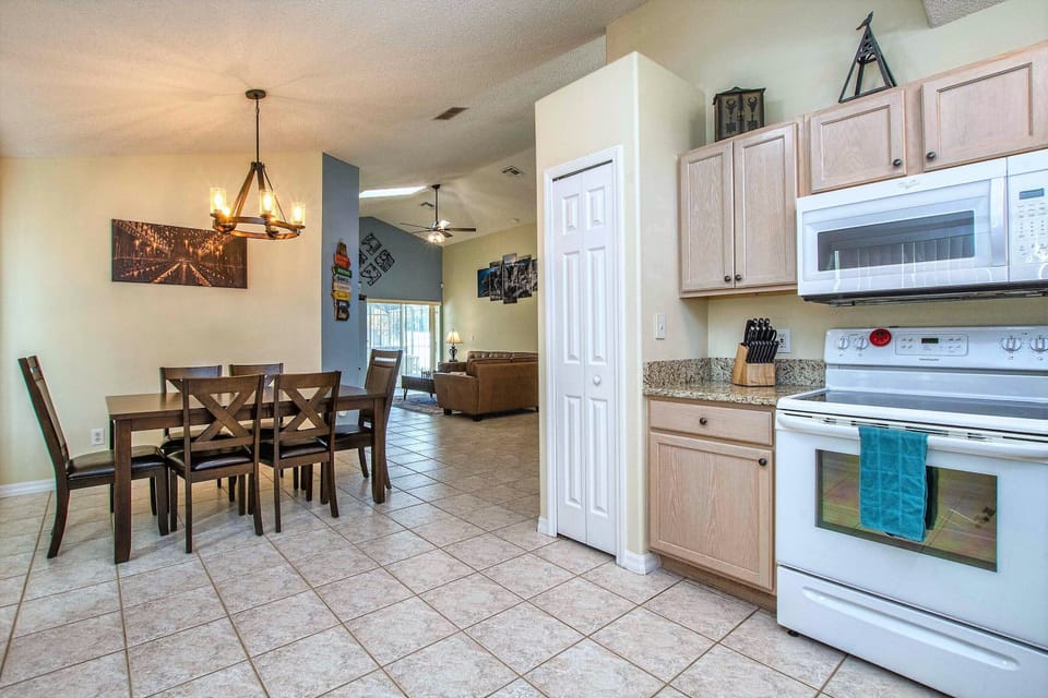 Entering the kitchen.