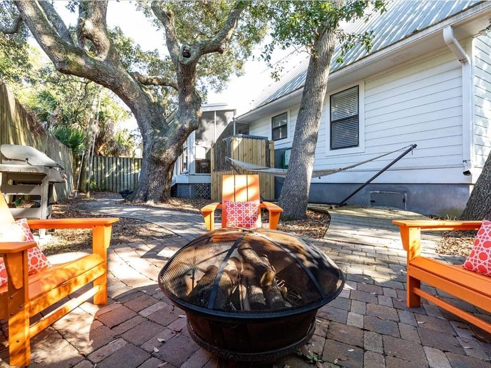 Backyard with hammock & gas grill