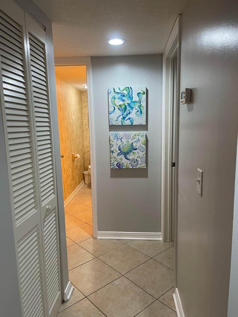 Hallway to 2nd bathroom and 3rd bedroom