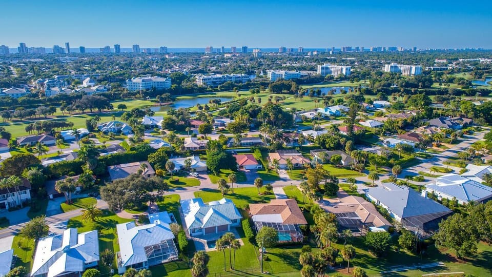 Aerial towards beach