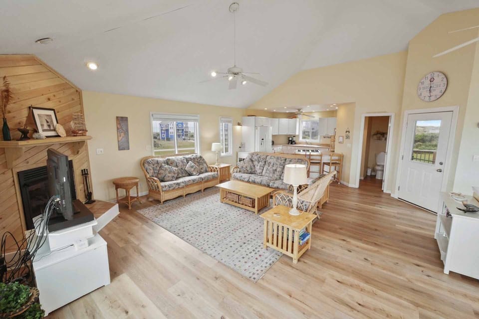 You won't miss a minute of the action thanks to the great room's open layout.