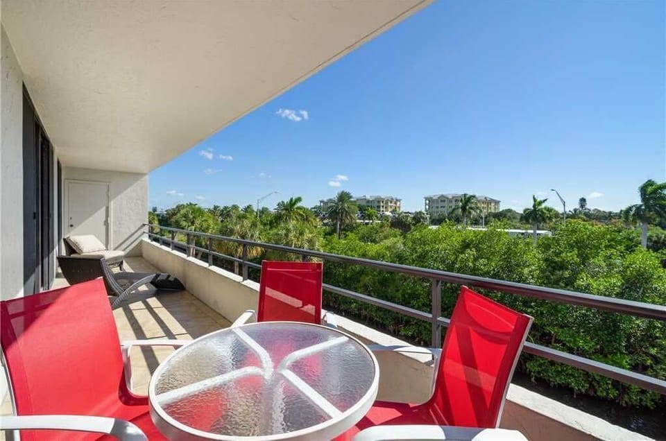 Balcony with table and chairs