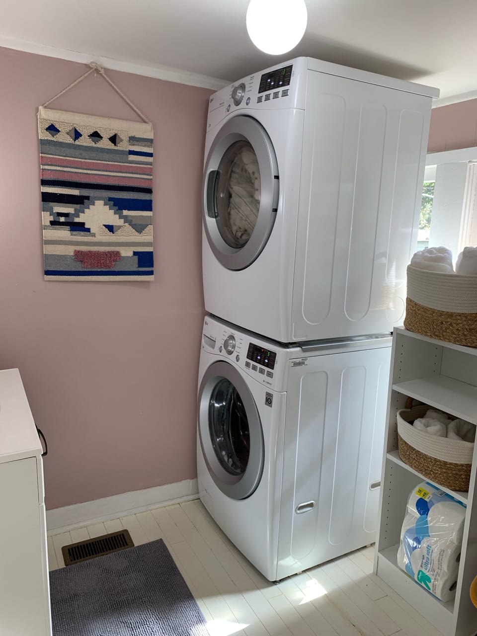 High efficiency washer/dryer for guest use 