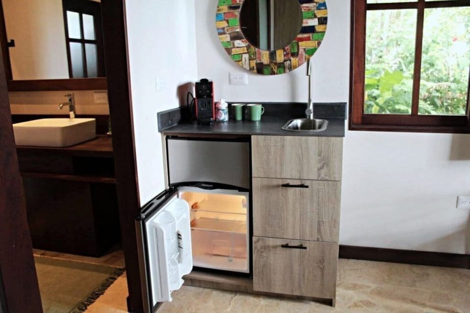 Mini fridge at bedroom