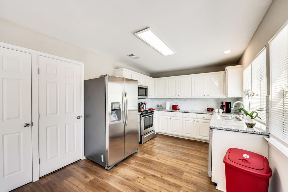 Kitchen with stainless steel appliances