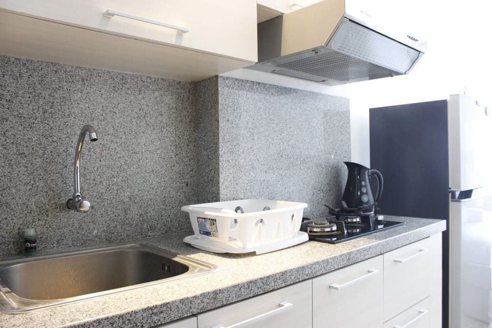Fridge, stovetop, cookware/dishes/utensils