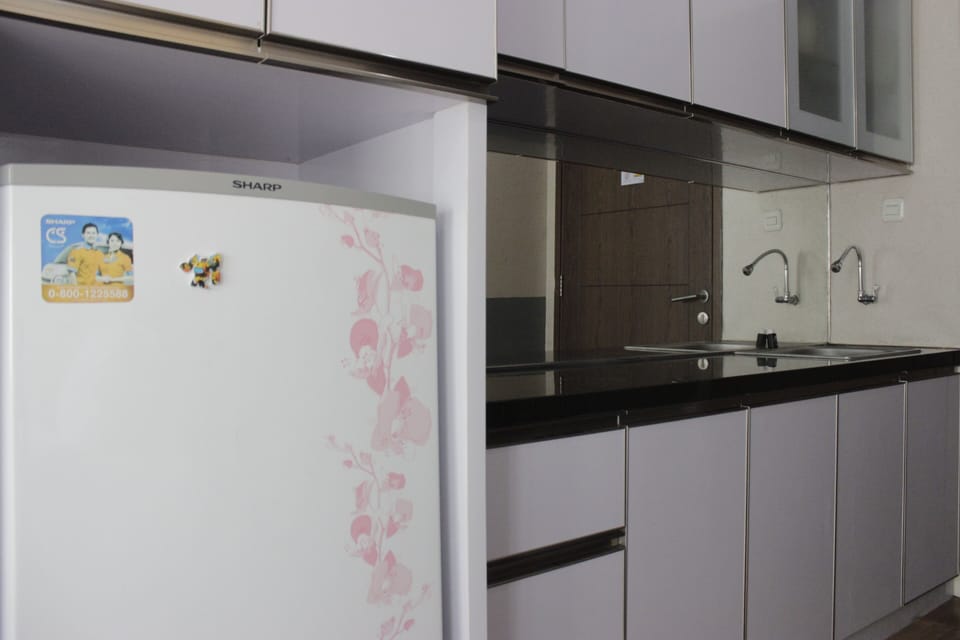 Fridge, stovetop, cookware/dishes/utensils