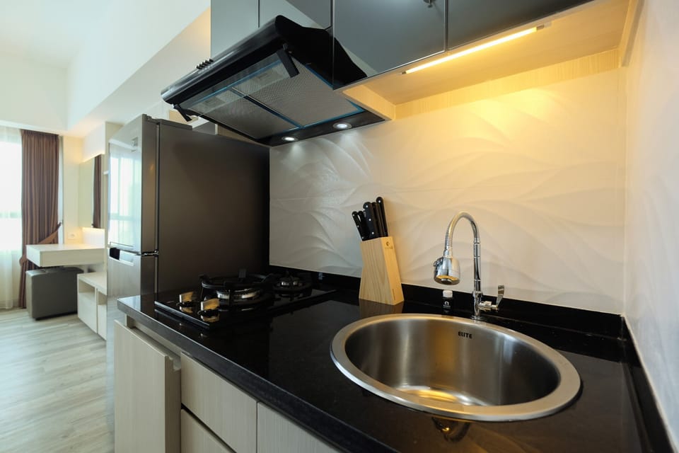 Fridge, stovetop, cookware/dishes/utensils