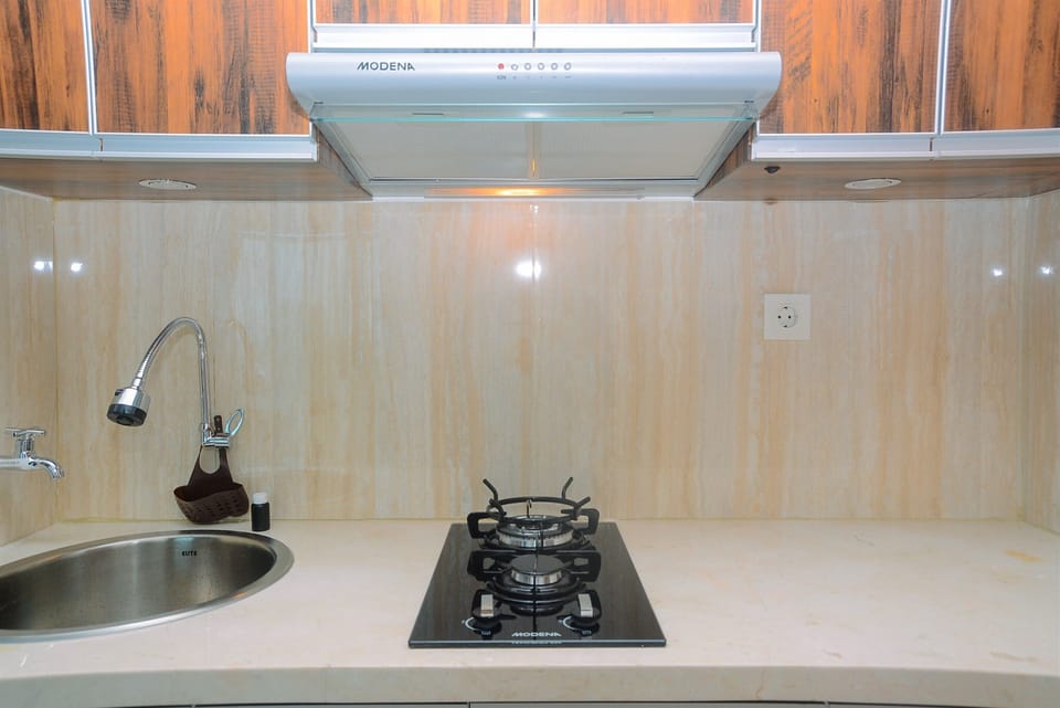 Fridge, stovetop, cookware/dishes/utensils