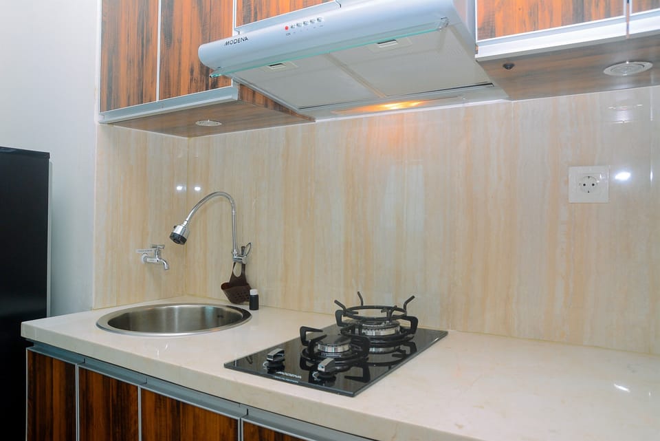 Fridge, stovetop, cookware/dishes/utensils