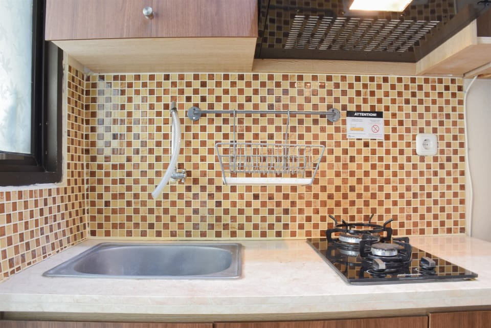 Fridge, stovetop, cookware/dishes/utensils