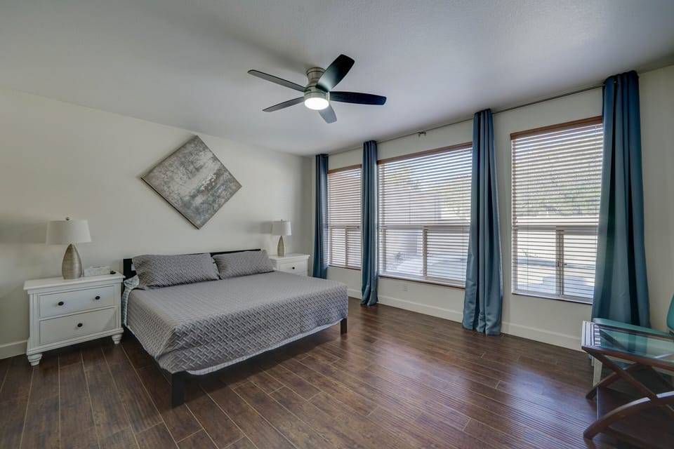 King bed on this main floor bedroom 