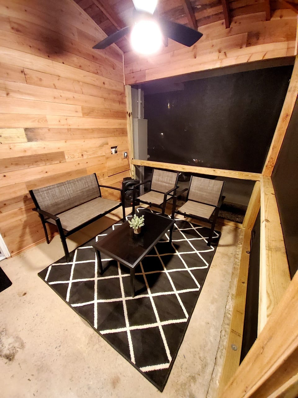 Screened in porch (night time photo)