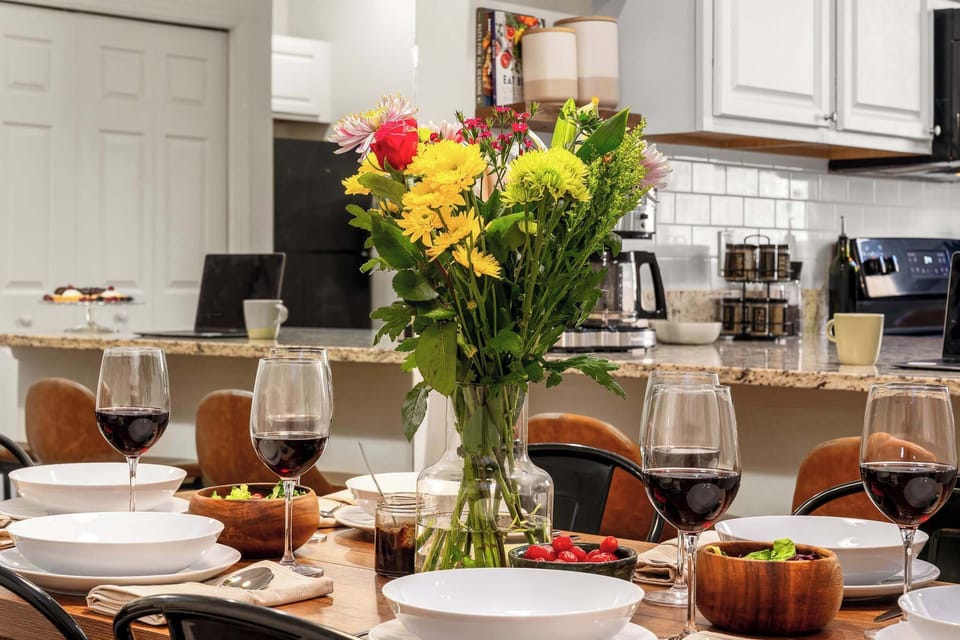 A fully stocked kitchen with everything you need incl. dishware, cutlery, and cooking set. A great space for the family or a romantic dinner