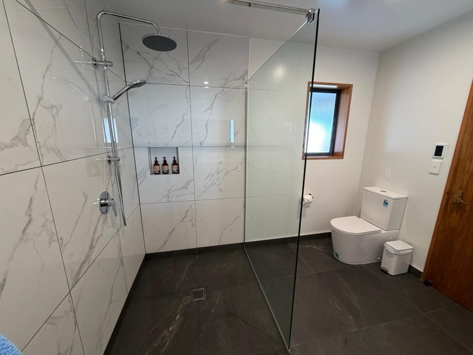 Executive Studio | Bathroom | Shower, hair dryer, soap, shampoo