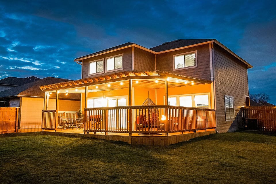 Enclosed Back Yard, large enough for kids to play and for you to relax.