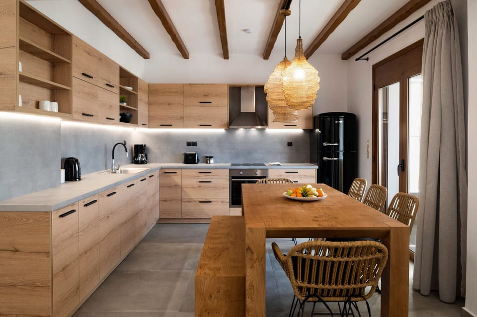 Fully equipped kitchen of Fully equipped apartment,Shared pool,Near beach,tavern,supermarket,Nea Magnissia,Rethymno,Crete