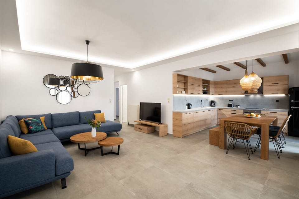 Living area of Fully equipped apartment,Shared pool,Near beach,tavern,supermarket,Nea Magnissia,Rethymno,Crete